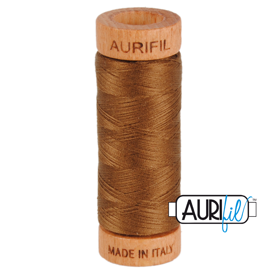 Aurifil 80wt Cotton Thread, Dark Antique Gold #2372