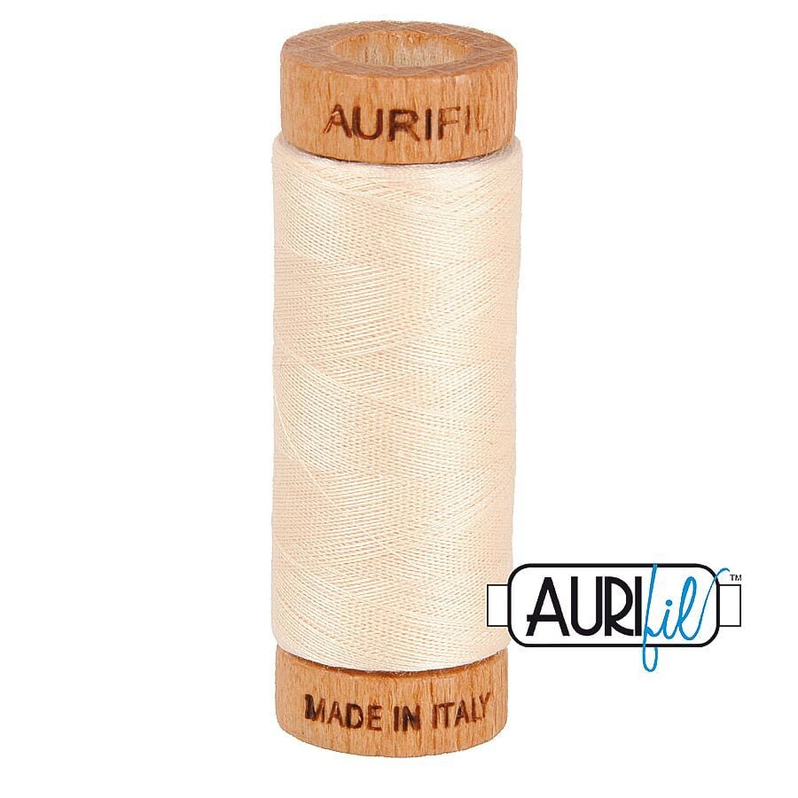 Aurifil 80wt Cotton Thread, Light Sand 2000