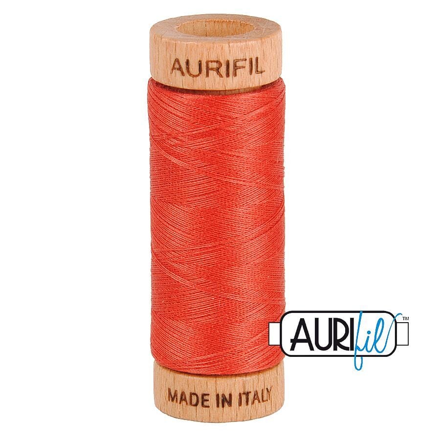 Aurifil 80wt Cotton Thread, Dark Red Orange 2255