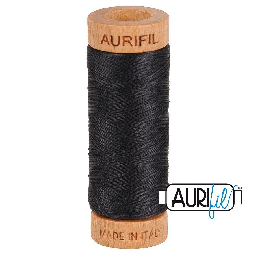Aurifil 80wt Cotton Thread, Very Dark Grey 4241