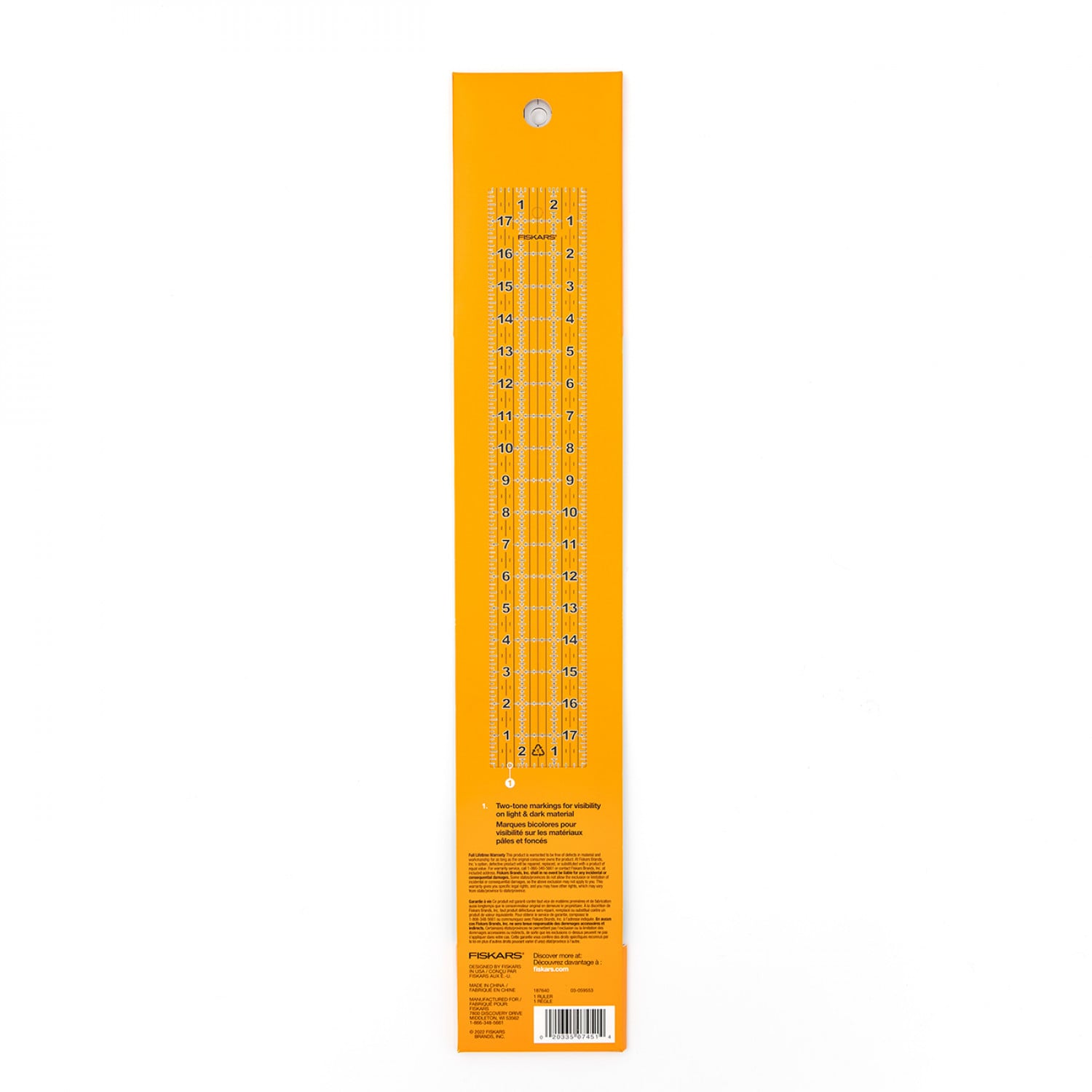 Fiskars Acrylic Quilting Ruler 3 x 18 Inches - Image 2