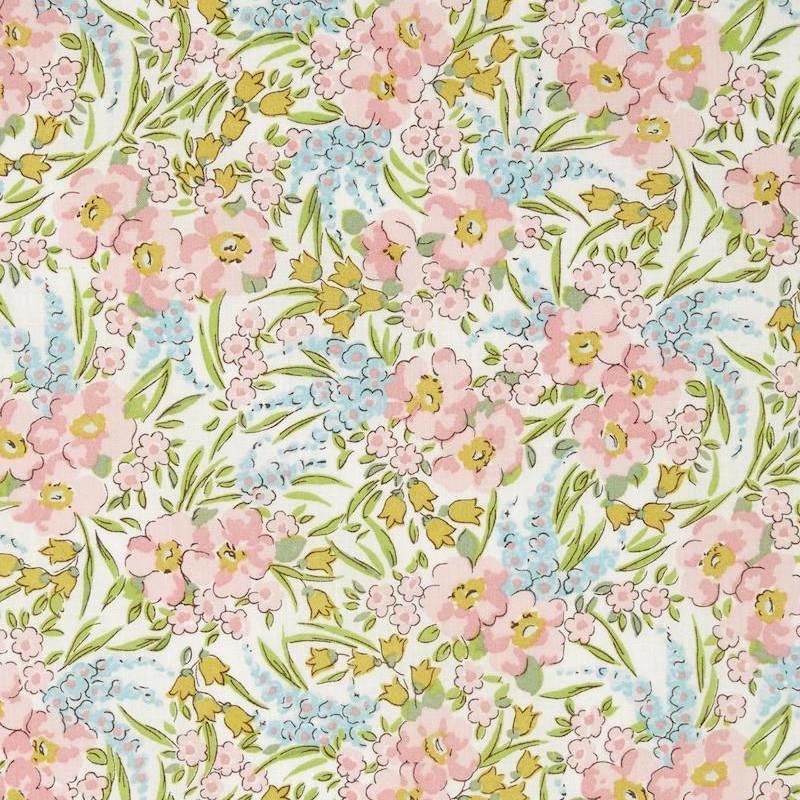 Liberty Swirling Petals C Green Tana Lawn Cotton
