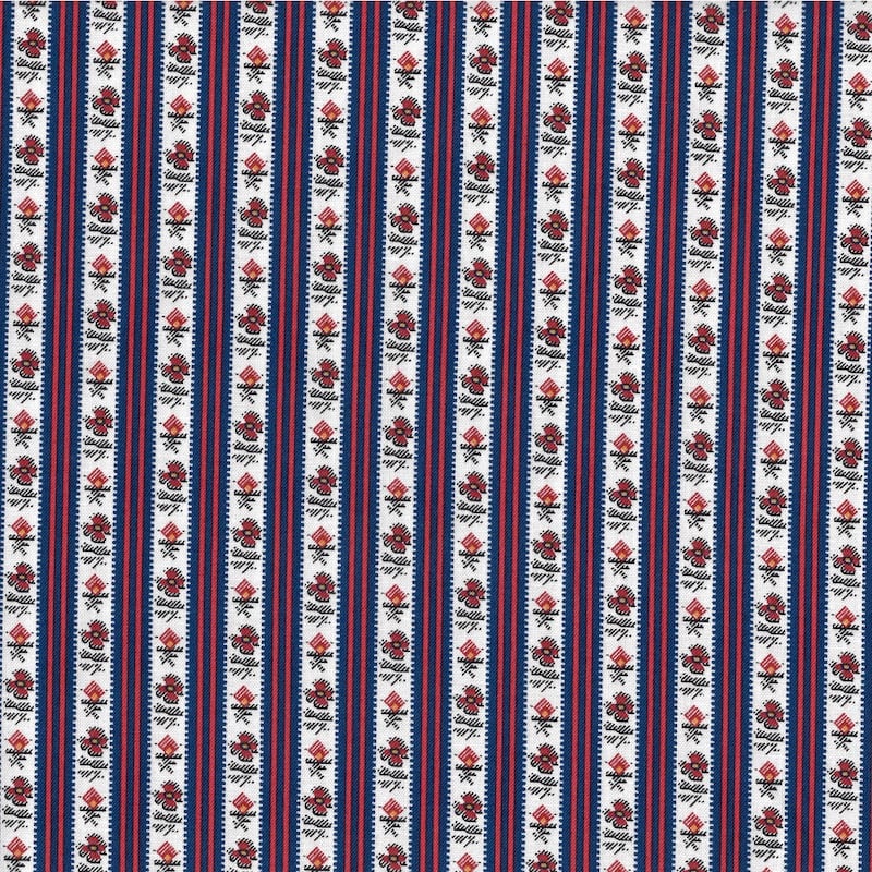 Petite Perennials Indigo Floral Stripe | 52532-4