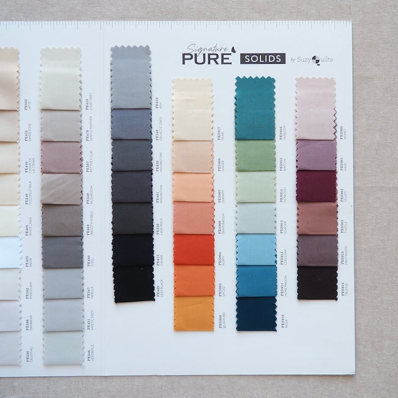 Art Gallery Fabrics Pure Solids Colour Swatch Card