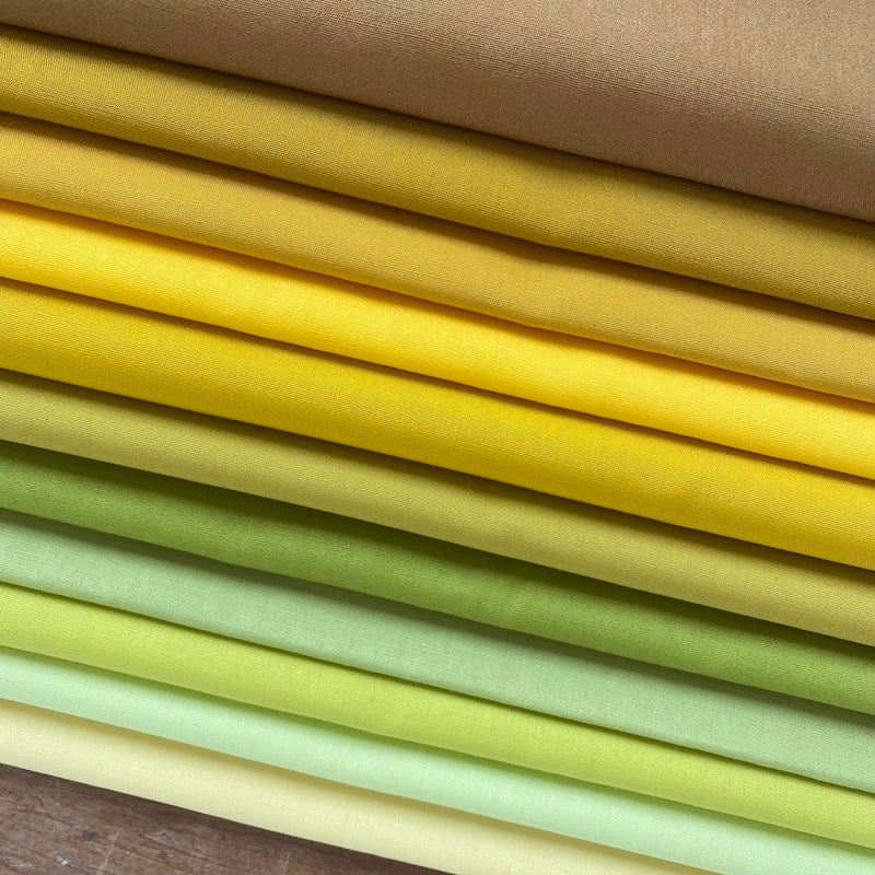 Art Gallery Fabrics Pure Solids Lime Yellow Fat Quarter Bundle