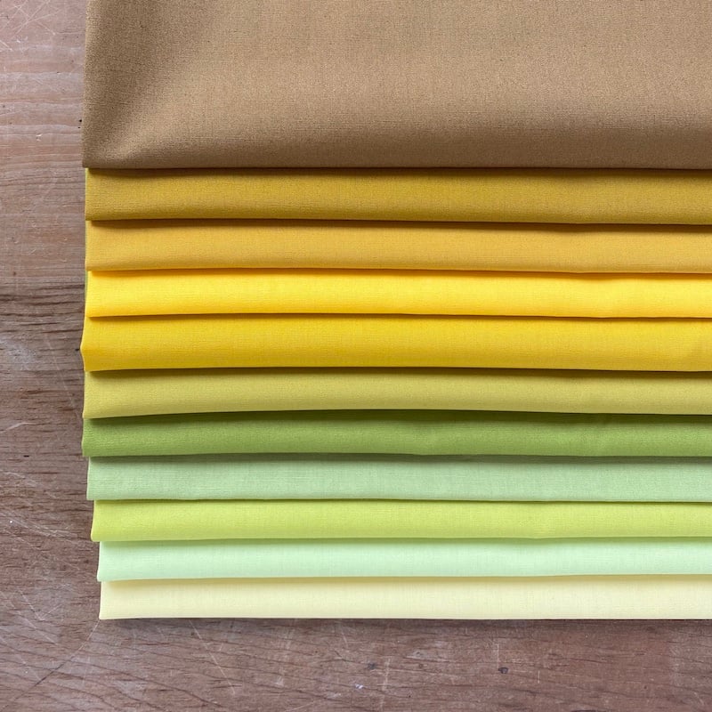 Art Gallery Fabrics Pure Solids Lime Yellow Fat Quarter Bundle