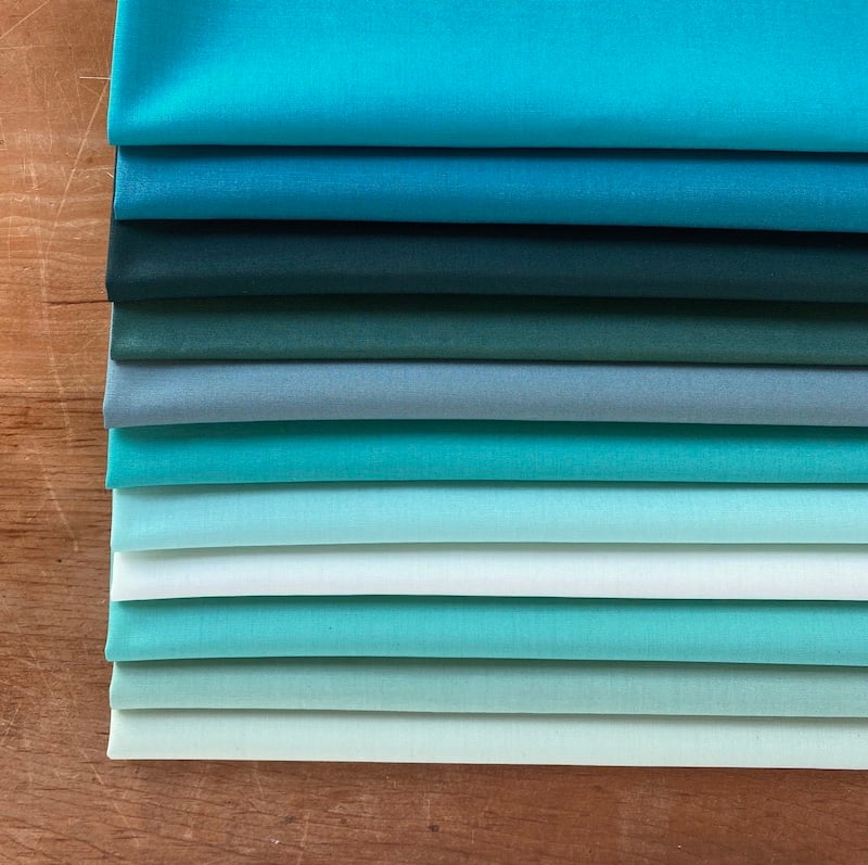 Art Gallery Fabrics Pure Solids Turquoise Fat Quarter Bundle