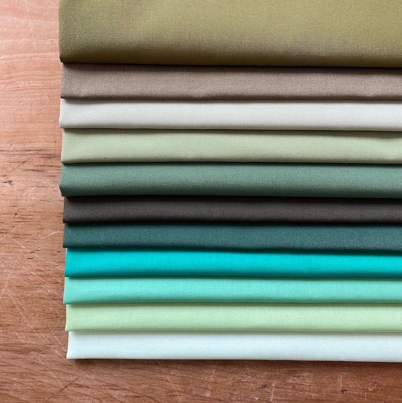 Art Gallery Fabrics Pure Solids Green Fat Quarter Bundle