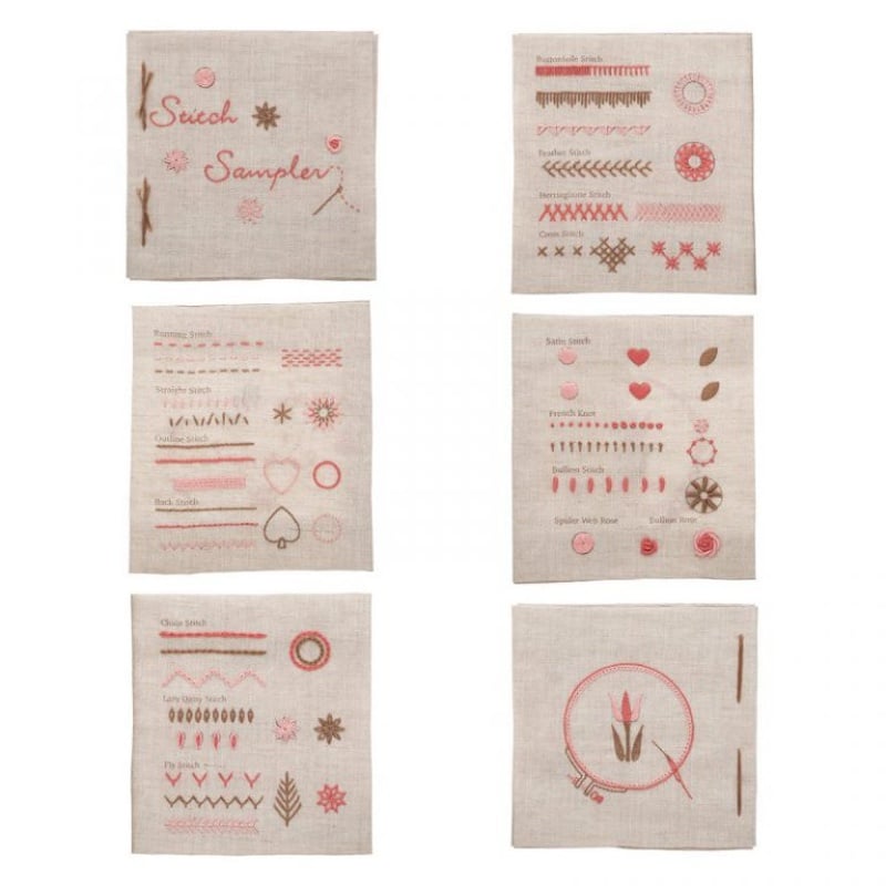 Tulip Embroidery Sampler Book, Pink