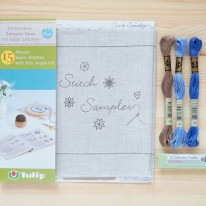 Tulip Embroidery Sampler Book, Blue - Image 1