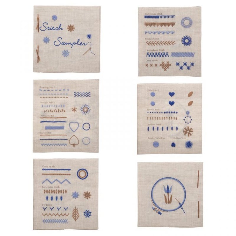 Tulip Embroidery Sampler Book, Blue