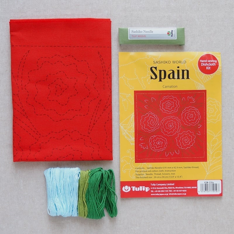 Tulip Sashiko Kit, Spain - Carnation