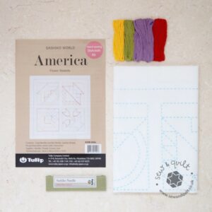Tulip Sashiko Sewing Kit, America - Flower Baskets - Image 1