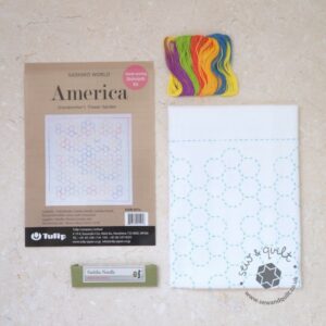 Tulip Sashiko Sewing Kit, America - Grandmothers' Flower Garden - Image 1