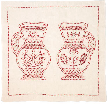 Tulip Sashiko Sewing Kit, Hungary - Pair of Pitchers