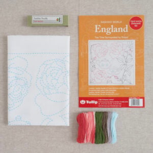 Tulip Sashiko Kit, England - Tea Time Surrounded By Roses - Image 1
