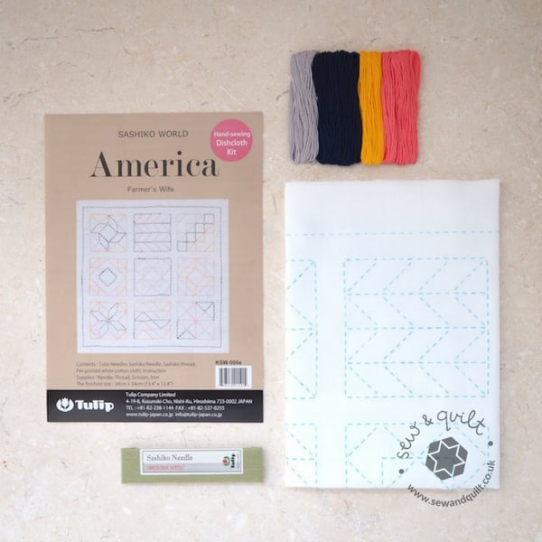 Tulip Sashiko Sewing Kit, America - Farmers Wife