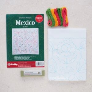 Tulip Sashiko Kit, Mexico - Quetzal - Image 1