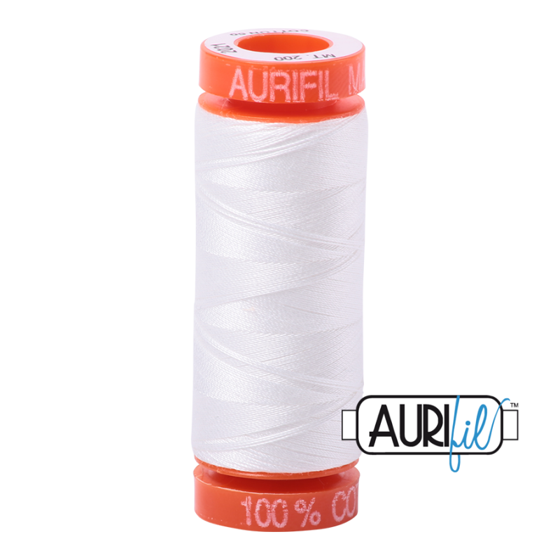 Aurifil 50wt Cotton Thead, Natural White #2021 (200m)