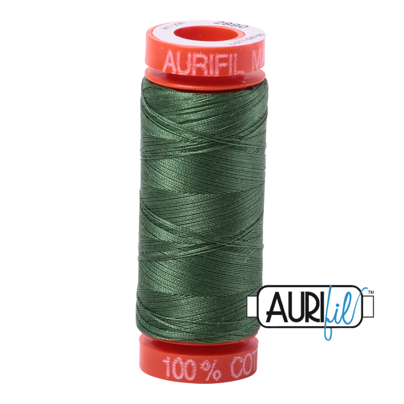 Aurifil 50wt Cotton Thead, Very Dark Grass Green #2890 (200m)