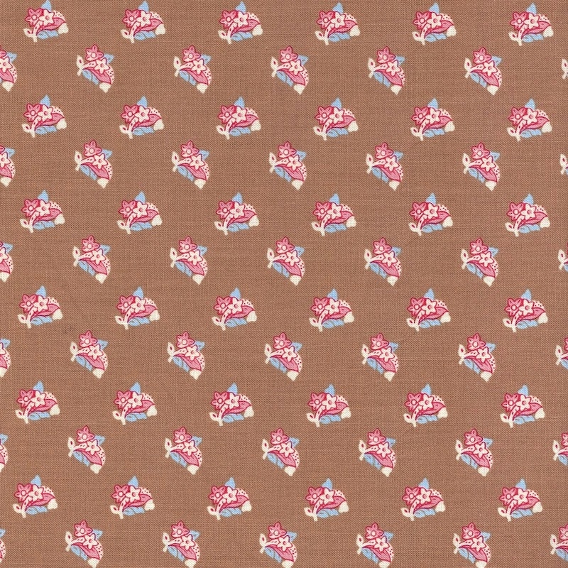 Dutch Heritage Light Brown Flowers reproduction fabric
