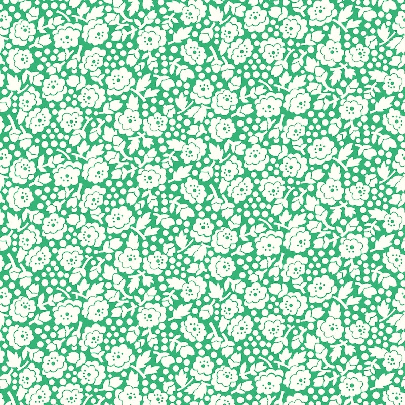 Nana Mae 5 Green Monotone Roses 1930's | 9689-066